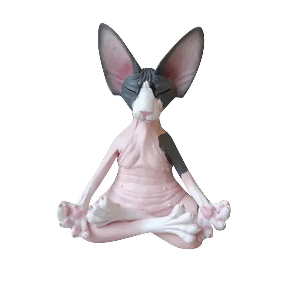 Nová Meditace Jóga Šťastná Kočka Rozmarný Buddha Sfinga Figurka Umělecká Dekorace Socha Venkovní Zahradní Socha Domácí Dekorace Řemesla