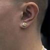 925 Silver Needle Men's Yellow Diamond Zircon Earrings, European & American Hip-Hop Style, High-End Unisex Jewelry.