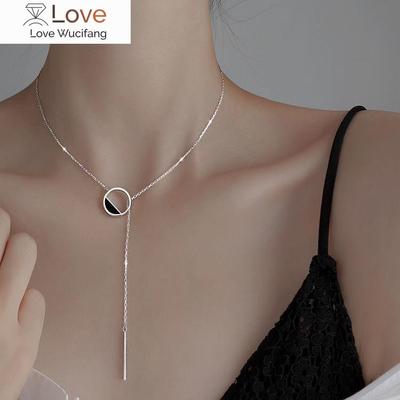 925 Sterlingsilber Kreis Halskette Runde Form für Frauen Schlüsselbeinkette Feiner Schmuck Frauen Hochzeit Niedliche Accessoires