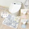Amazon exclusive toilet mat set without lid cover and paper holder Clear rose Elegant rose pattern Rose Rose [White] "3-piece cover"