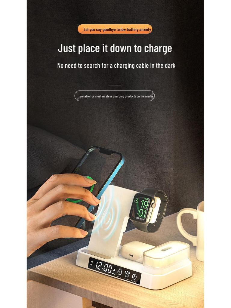 30W 3-in-1 Wireless Charger & Clock for iPhone 14/13