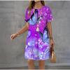 Summer Ladies 3D Printed Short Sleeve Dress Fashion Versatile Breathable Trend Casual