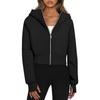 Women's Fashion Casual Hooded Zip Padded Long Sleeve Solid Colour Sweatshirt