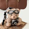 Camera Little Brown Bear White Shoes Keychain Little Panda Soft Cute Plush Doll Bag Pendant