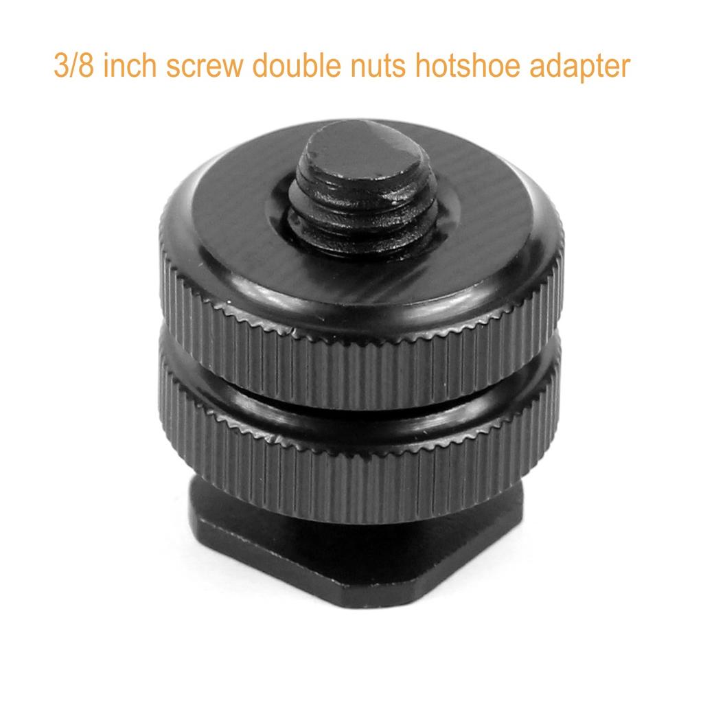 3/8 1/4 Double Nut Single Cold Shoe Tripod Mount to Flash Hot Shoe Screw Adapter for GoPro Hero Action Camera DSLR Photo Studio