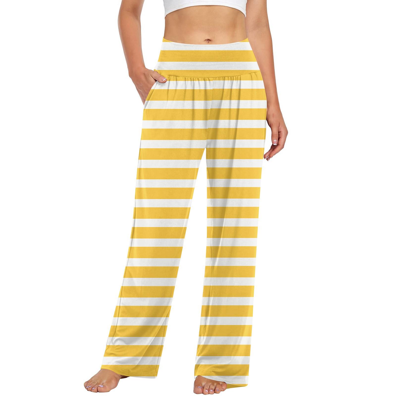 

Женские повседневные модные брюки Повседневные брюки в полоску с принтом XL жёлтый