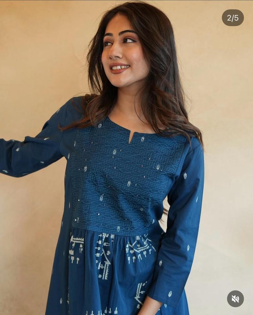 Party Wear Designer Kurta Pant Set Indian Women Bollywood Top Tunic Cotton Kurti Salwar Suit