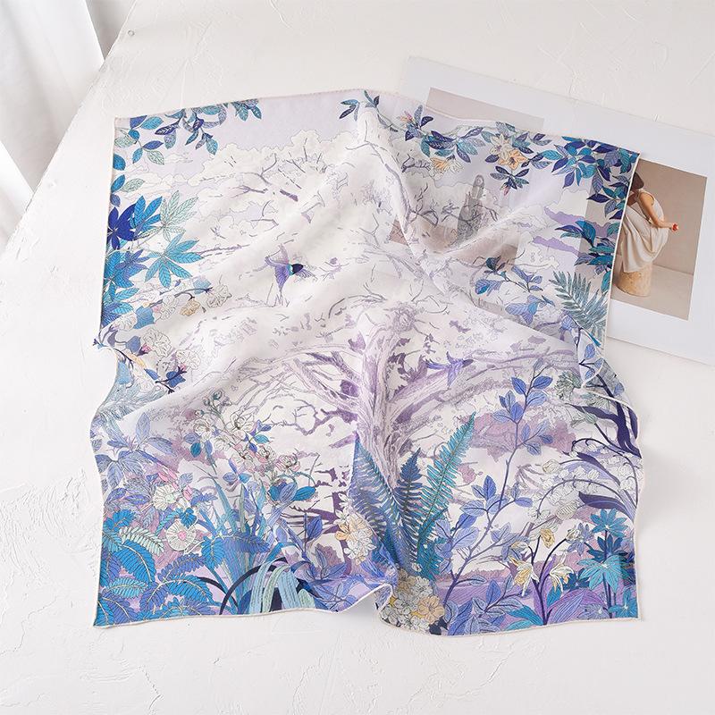 Korean version of thin georgette silk silk scarf women's travel sunscreen shawl travel square scarf headscarf wholesale