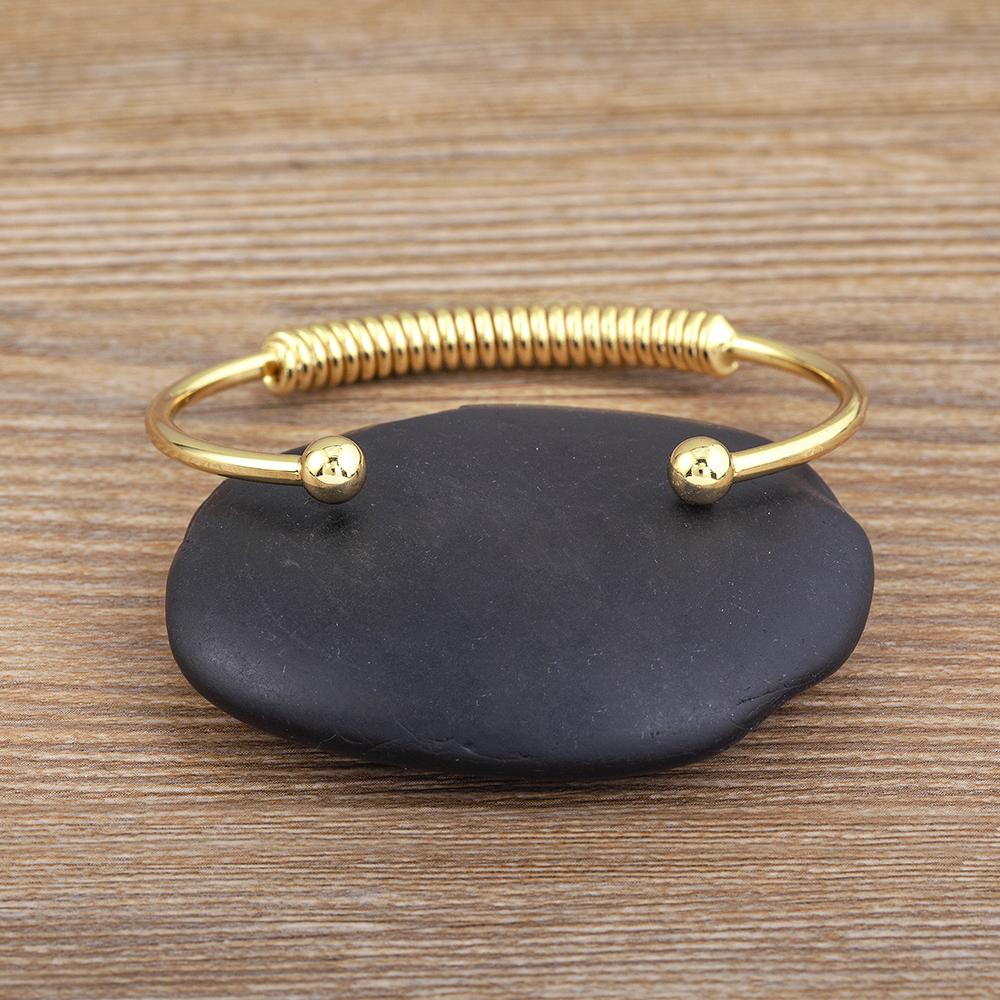 Nidin Luxury Braided Charm Open Cuff Men Women Stackable Bangles Jewelry Classic Gold Plated Vintage Adjustable Bracelets Gifts