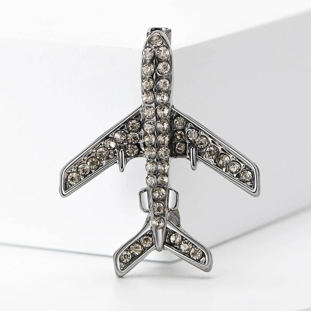 Rhinestone Airplane Brooches for Women Unisex Transportation Pins Office Party Friend Gifts Accessories