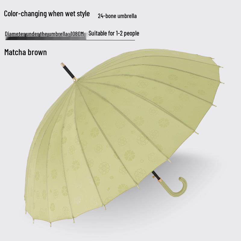 Double Person Water-Activated Blooming Long-Handled Umbrella for Women – Storm Curved Handle, Reinforced Rainproof Design