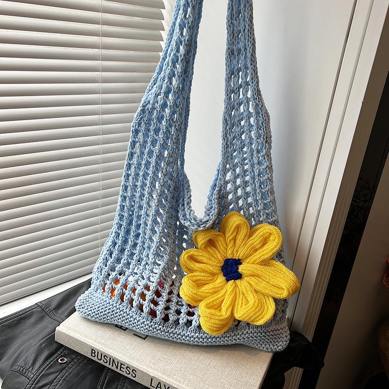 

Summer hollow woven knitted bag women s large capacity 2025 new casual shoulder bag vacation wind beach bag