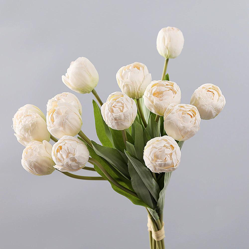 Simulation 7-Kopf Gebrannter Rand Tulpe Heimdeko Hotel Esstisch Fensterbank Dekoration Projekt Bonsai Hochzeit Kunstblumen