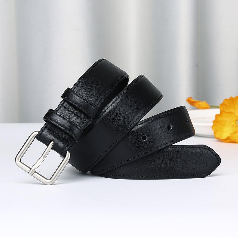 Simple And Versatile Fashion Light Luxury Belt Women'S Leather Pin Buckle First Layer Cowhide High-End Casual Pants Belt Women'S