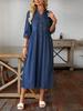 Damen Plus Size Street Style Einfarbiges Jeans-Langkleid