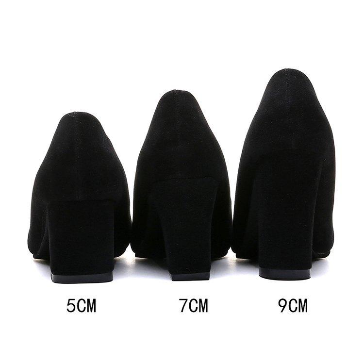 High Heels Women's Autumn New Thick Heel Pointed Suede Single Shoes Fashionable Simple Work Shoes