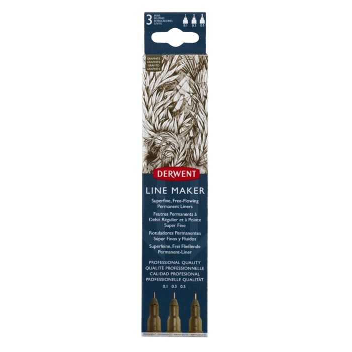 Derwent - Fine Tip Graphite Ink Liners Derwent Line Maker X3