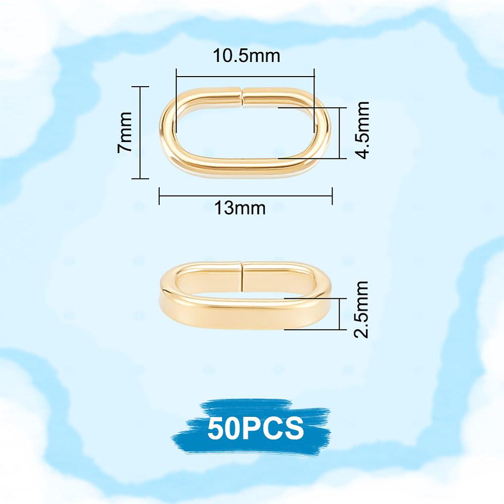 1box 50pcs 304 Stainless Steel Slide /Slider Beads For Leather Cord Bracelets Making Oval Golden 13x7x2.5mm Hole: 10.5x4.5mm