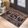 Family Camping Memories Carpet Mat with Deer Pine Tree Pattern Anti-Slip Rug Vintage Wood Design Home Decoration Floor Mat