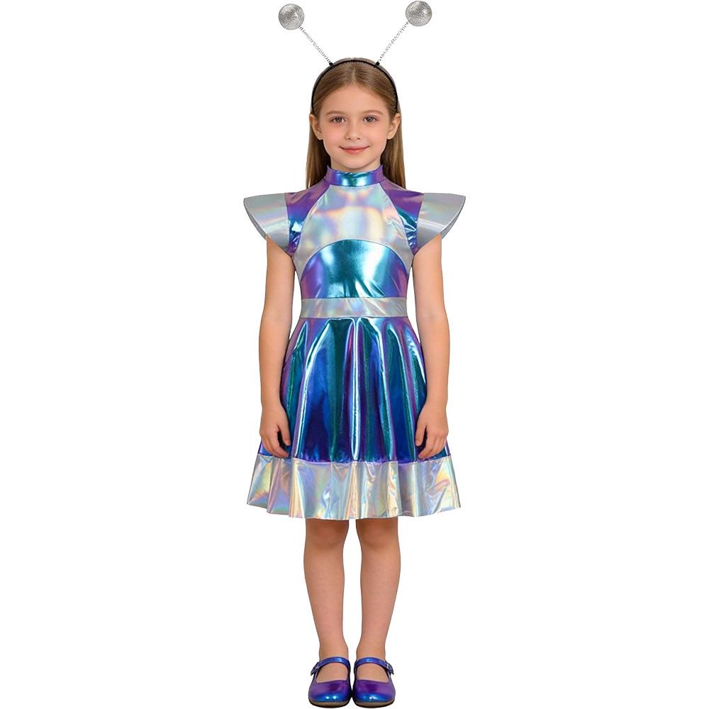 Halloween Shiny Space Skirt Costume for Adults & Kids - Astronaut Alien Cosplay Child 140