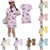 Girls Animal Print Dress Short Sleeve Loose Fit Round Neck Lightweight Casual Dress for Kids Summer Wear