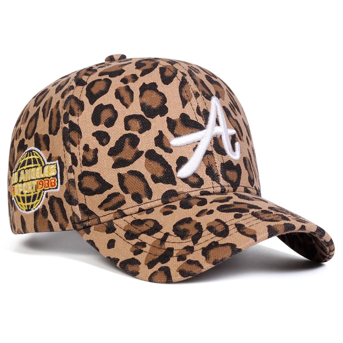 

Unisex A Letter Embroidery Leopard Print Baseball Caps Spring and Autumn Outdoor Adjustable Casual Hats Sunscreen Hat Sports Cap коричневый