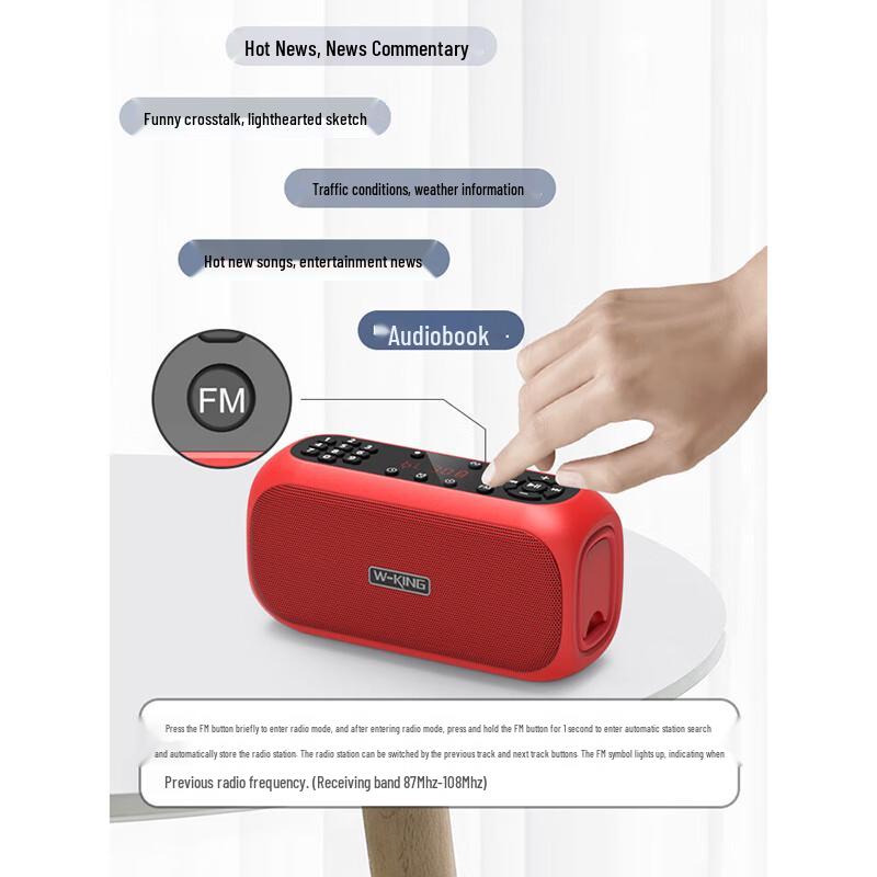 W-King X3 Portable Outdoor Bluetooth Speaker Radio CN plug (adapter included)