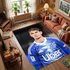 Tappeto Antiscivolo Logo Onda d'Acqua Pennellata Blu Bianca Como 1907 Football Club Tappeto Area Tappeto Lavabile Decorazione Soggiorno Camera da Letto Tappeto per Tifosi Sportivi