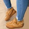 Women‘s Shoes Cotton Bow Warm Flat Large Size Furry Snow Boots.