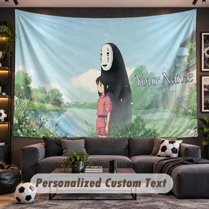Spirited Away Personalized Tapestry Support Custom Name, Wall Art Home Decoration