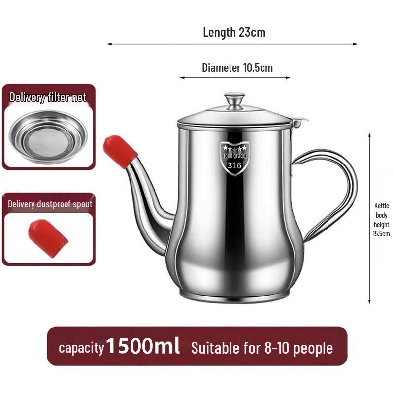 Large Capacity Stainless Steel Oil Storage Pot with Filter