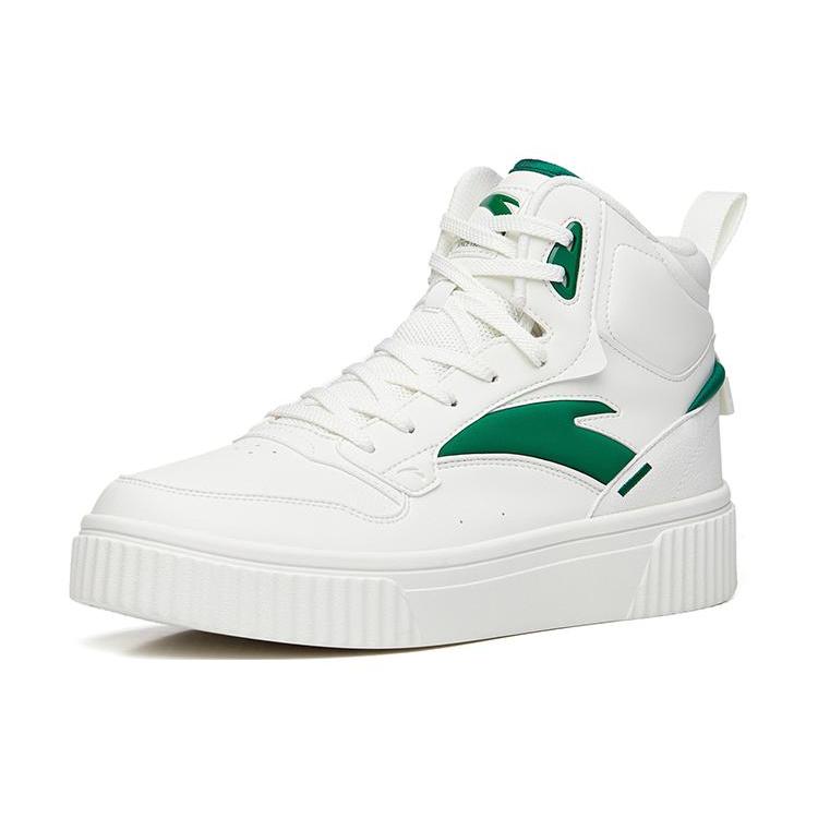 Anta Slip Resistant High top Skateboard Shoes Men's White Green 912248015-4