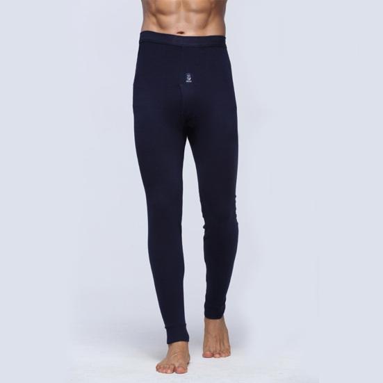 Men Pants Elastic Waist Thermal Insulation Long Johns Solid Color Travel Work School Bottoming