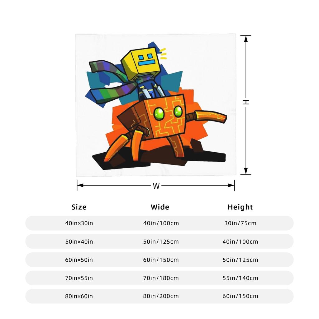 Funny Gaming Geometric Dash Video Game Knitted Blanket Velvet Geometry Dash Soft Throw Blankets for Bedding Couch Bedspread