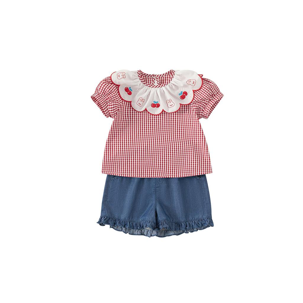 

Girl Summer Dress Set With Embroidered Lace Collar For Kids Aged 3 To 8 150cm