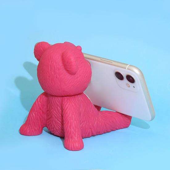 Suport adorabil pentru telefon cu urs de desene animate, culoare roz, suport stabil, suport pentru telefon mobil, ornament de decorare pentru birou