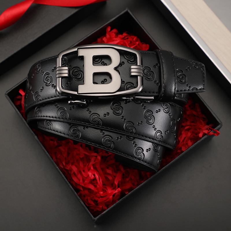 

Men s High-End Genuine Leather Automatic Buckle Belt - Versatile Casual Cowhide Waistband 115 cm