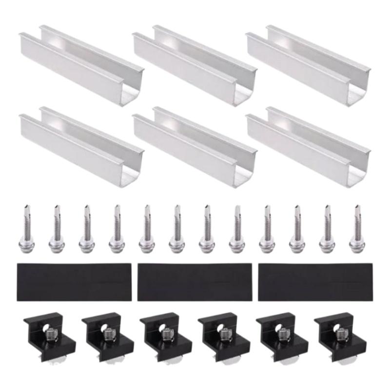 Solar Panel Mounting Brackets Set 4/6/10Pcs Mid End Clamps Rails Included Easy Install for Off Grid Solar System