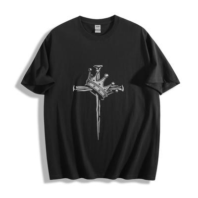 Crown of Thorns Cross T-Shirt Black Minimalist Faith Unisex Tee