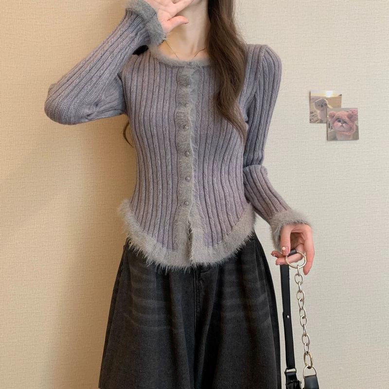 Women's Autumn Winter Maillard Retro Unique Fitted Sweater Knit Undershirt Inner Wear High-End Designer Niche Top