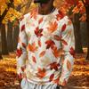 T-shirt da uomo a maniche lunghe con stampa di foglie d'acero, top casual leggero girocollo per autunno e inverno