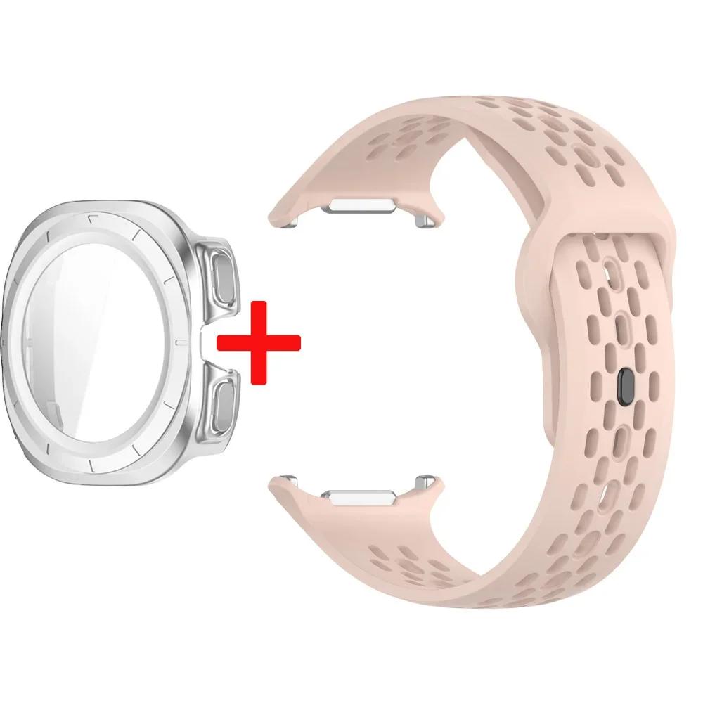 Silicone Strap+Case For Samsung Galaxy Watch Ultra 47 Sport Watchband Bracelet for Galaxy Watch Ultra Tempered Glass Cover Band