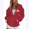 Sweat à capuche pour femme 2025 Sweat à capuche pour femme Automne et Hiver Polaire Sportif Décontracté Cordon de serrage Fermeture éclair Veste Pull 5046 Imprimé