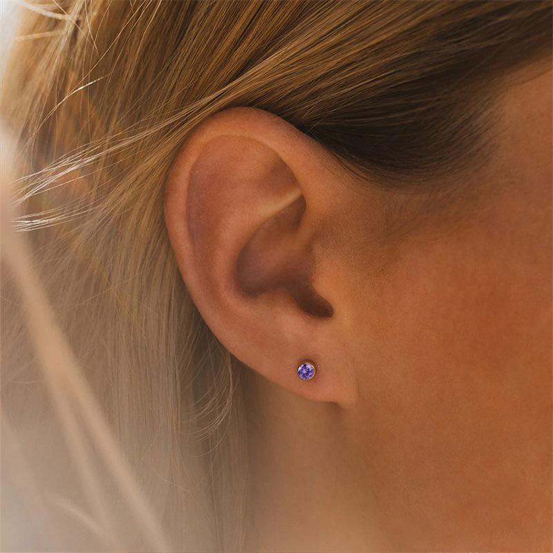 eManco Colorful Rhinestone Diamond-Studded Earrings, Stainless Steel Gold-Plated Ear Cuff.