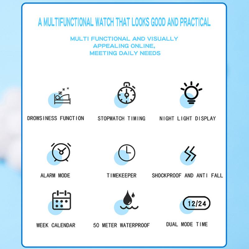 SANDA Square Electronic Watch Colourful Creative Personality Candy Colour Waterproof Alarm Clock Electronic Watch