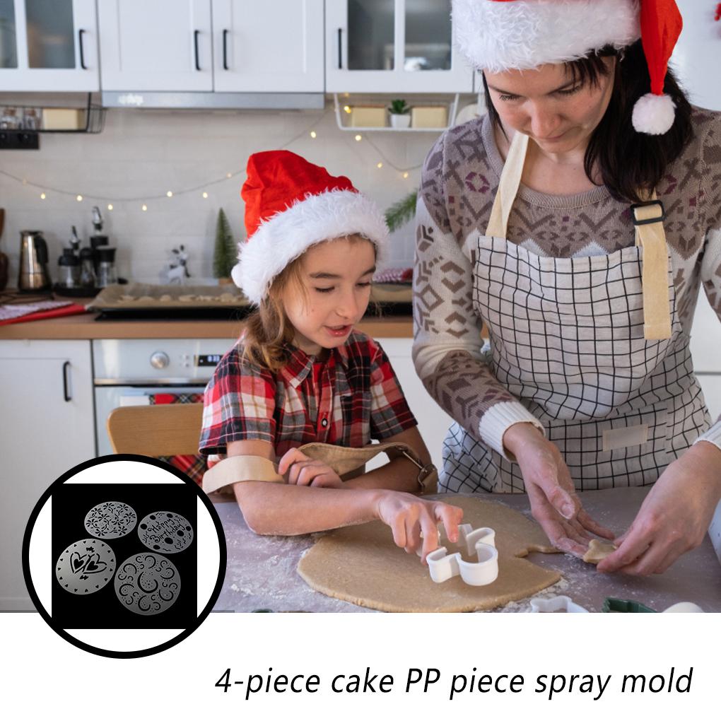 4 Τεμάχια Φόρμα Κέικ Εορταστικά Καραμέλες Ζελέ DIY Κατασκευή Στένσιλ Σπρέι Σπίτι Ξενοδοχείο Καφέ Κουζίνα Φοντάν Μαγειρικά Γκάτζετ