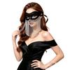 Black Glitter Rhinestone Tassel Halloween Mask - Venetian Half Face Costume