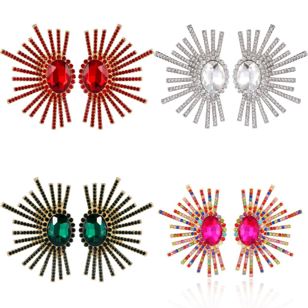 Exaggerated Symmetrical Earrings Featuring Colorful Water For Female Style Accessory