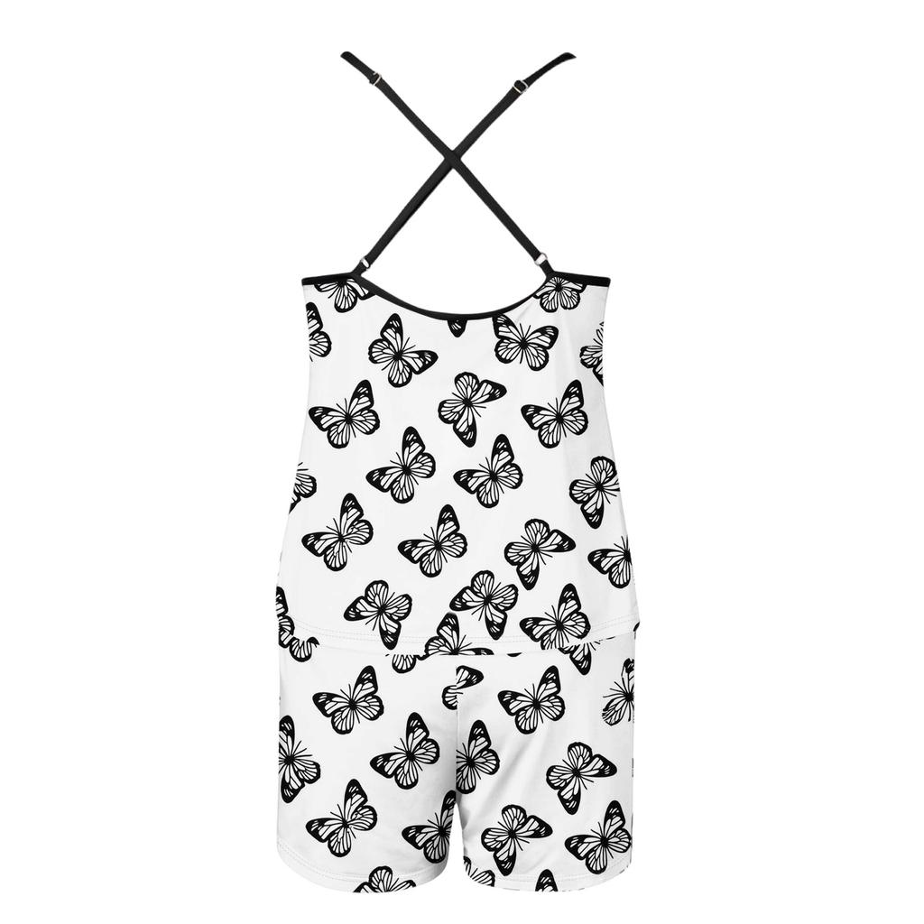 Women Soft 2 Piece Pajamas Set Sleeveless Shorts Set Loungewear Sets Pyjamas Nightwear