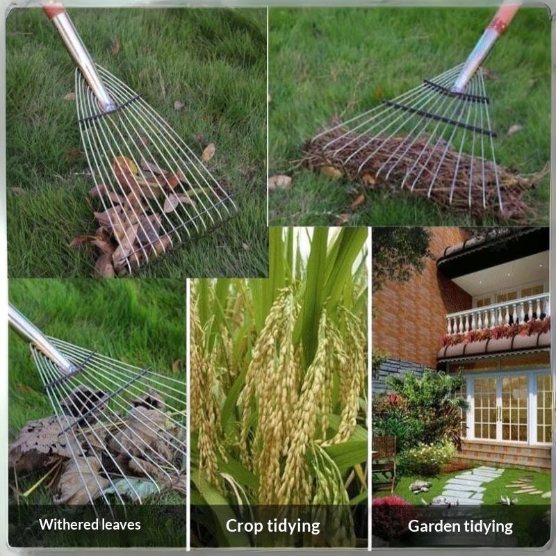 1Pcs Garden Leaf Rake Durable 14/16-Tooth Garden Rake For Gardeners Grass Farming Rake Iron Potting Landscapers Reliable Tools